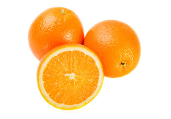 Three  oranges on white background