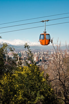 Cable car in San Cristobal hill, Santiago de Chile