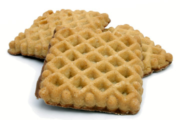 Three rectangular cookies on white