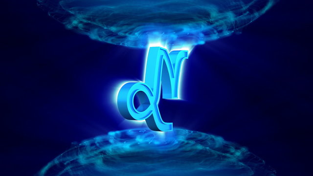 3d rotating capricorn zodiacal symbol in abstract space, loop