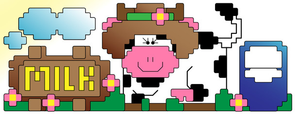 Cow and Milk Pixel Art