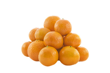 Heap of ripe fresh juicy tangerines isolated over white backgrou