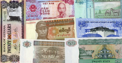 billets de banques de divers pays