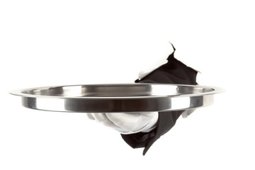 holding empty silver platter © amriphoto.com