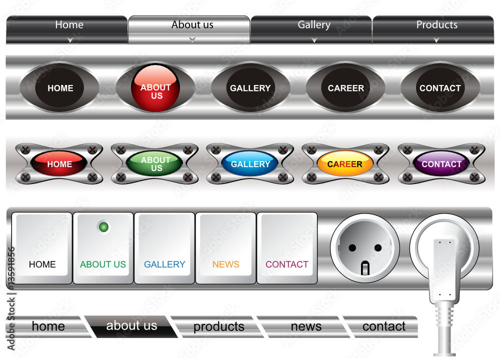 Wall mural editable website vector buttons
