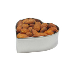 profile of heart filled with almonds