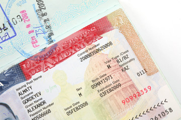 Passport, visa, stamps.
