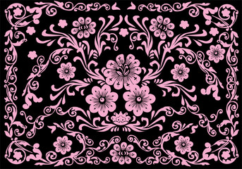 pink on black flower background