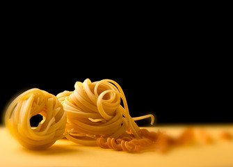 close up of yellow italian pasta