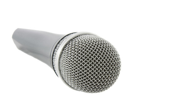 Wireless silver microphone isolated over white background