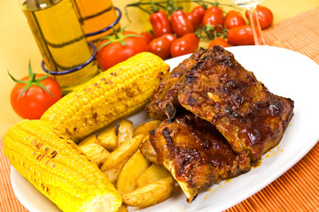 Spare Rib - gegrillt mit Maiskolben