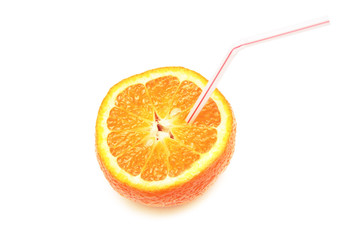 Tangerine with straw