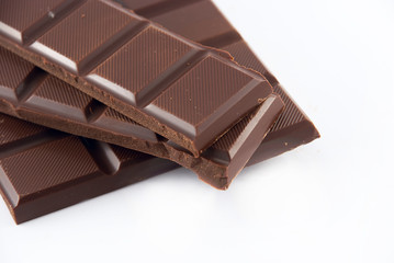 slices of chocolate on a white background