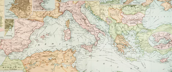 Wall murals Mediterranean Europe Panoramic Antique Map