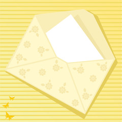 Yellow envelope with butterflies