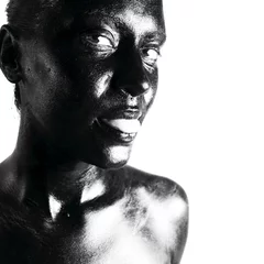 Keuken spatwand met foto Opgemaakte zwarte vrouw © Egor Mayer