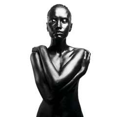 Foto op Aluminium Opgemaakte zwarte vrouw © Egor Mayer