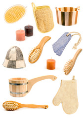 collection of bath accessories