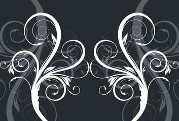 black and white floral background