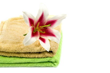 Obraz na płótnie Canvas towels and flower