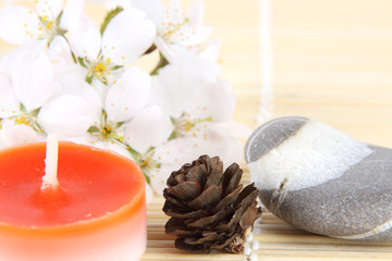 aromatic candles and river stones