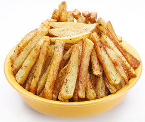 Fried potato, object on a white background