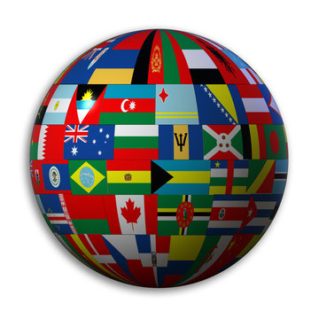 le globe avec des drapeaux du monde