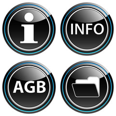 Info, AGB, Ordner - Buttons