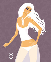 Beautiful girl in white dress - zodiac signs (taurus)