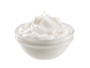 Bowl of white yogurt
