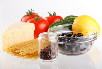 .fresh vegetables with pasta