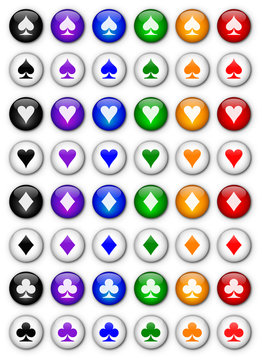 Boutons "Poker" (x48 - Multicolores)