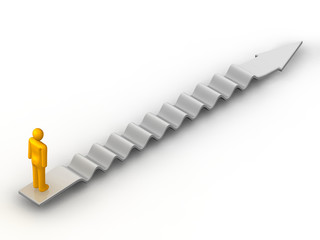 Man standing on rippled arrow