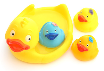 canard latex jaune porte-savon et canetons flotteurs