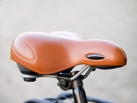 Closeup image of a modern comfortable bicycle seat