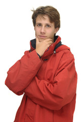 Handsome boy isolated against a white background
