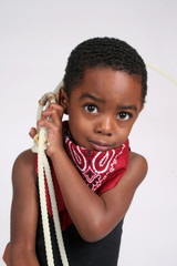 African american boy with a rope