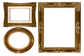 Oval and Rectangular Decorative Gold Empty Wall Picture Frames