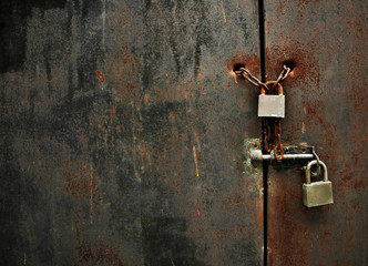 lock on rusty iron door
