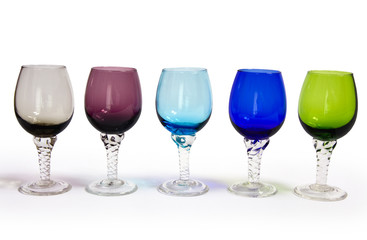 row of multicolored glasses