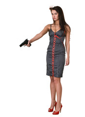 Beautiful young women with gun.