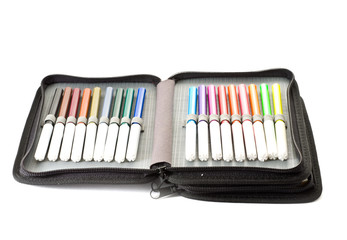 pencil case on white background