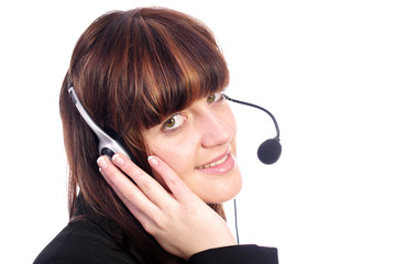 Call center operator smiling