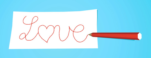 Pencil with note Love
