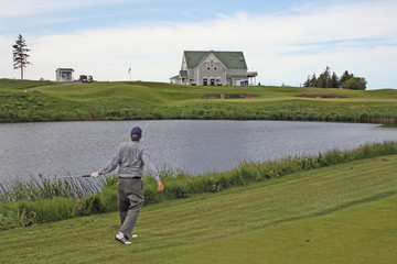 Golfer stares in disbelieve