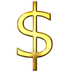 3D Golden Dollar Symbol