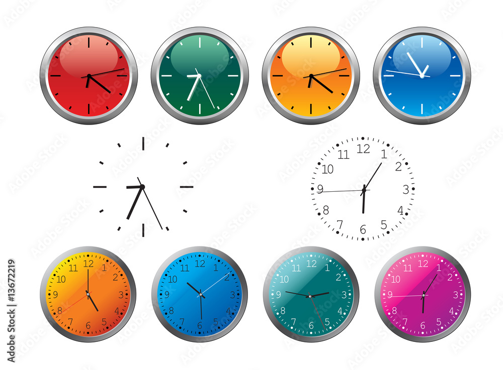 Poster Office clocks and dial isolated on white