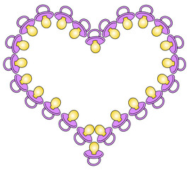 herz aus violetten baby-schnullern
