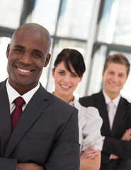 Young African American Man Business leading a team