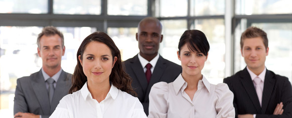 Potrait of a Confident Business woman leading a team